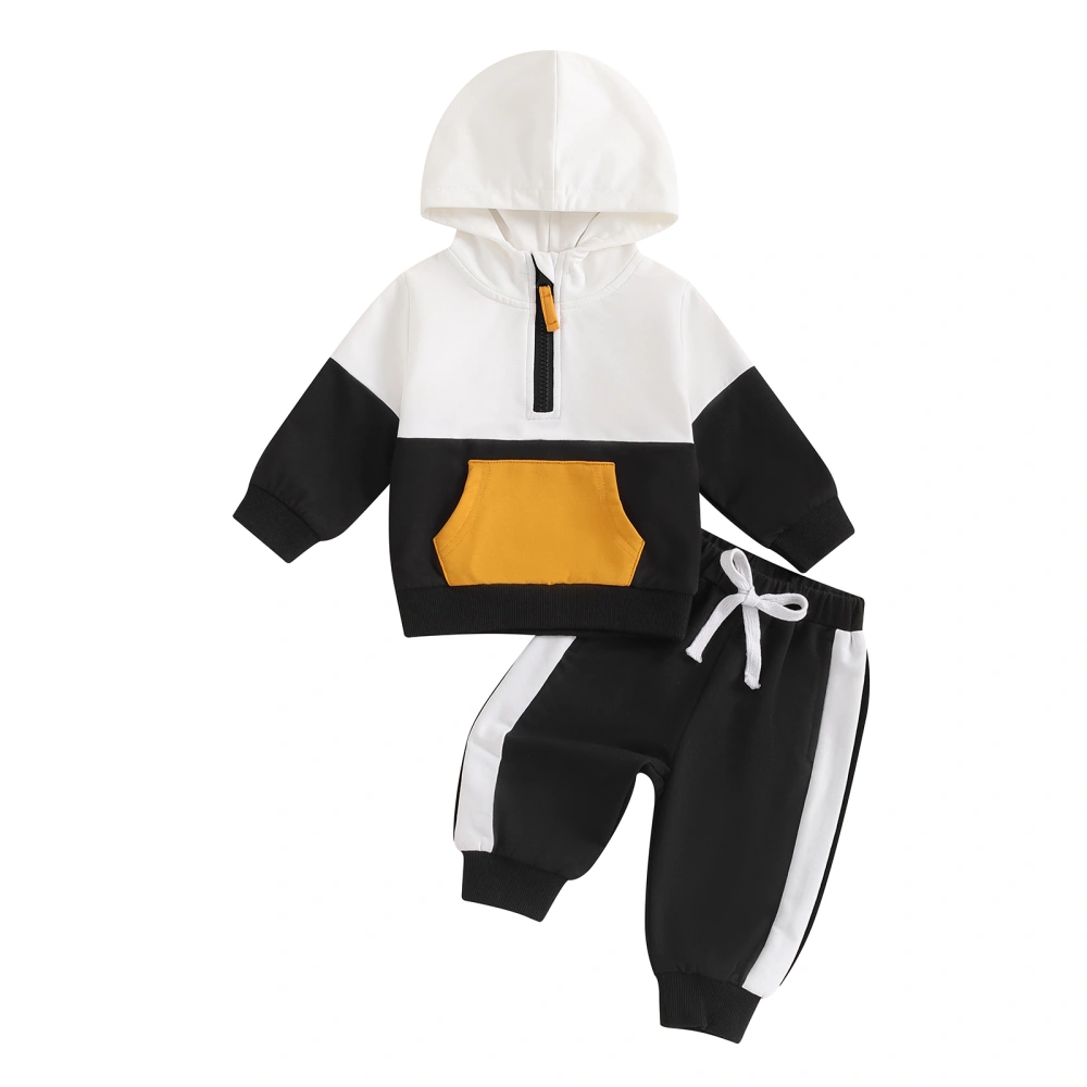 Baby Boy Fall Outfit Contrast Colors Long Sleeve Hoodie and Pants