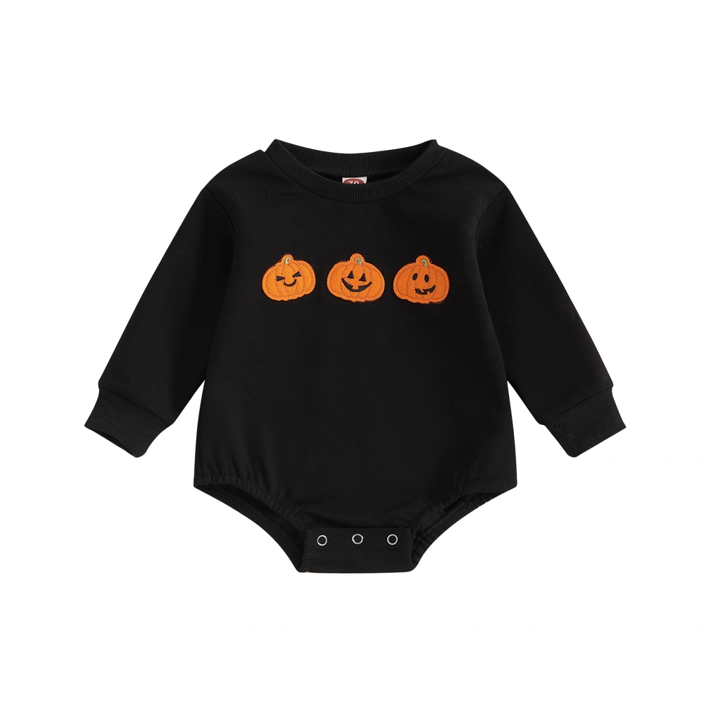 Baby Halloween Sweatshirt Romper Pumpkin Embroidered Jumpsuits