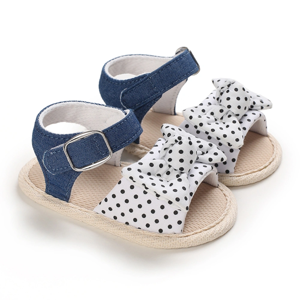 Baby Girls Summer Sandals Bowknot Denim Flat Shoes with Non-Slip Sole