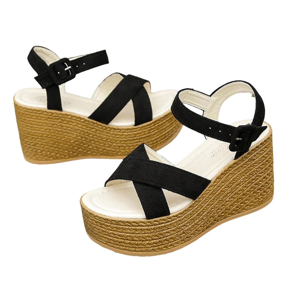 Women Wedge Espadrille Sandals Buckle Open Toe Platform Shoes