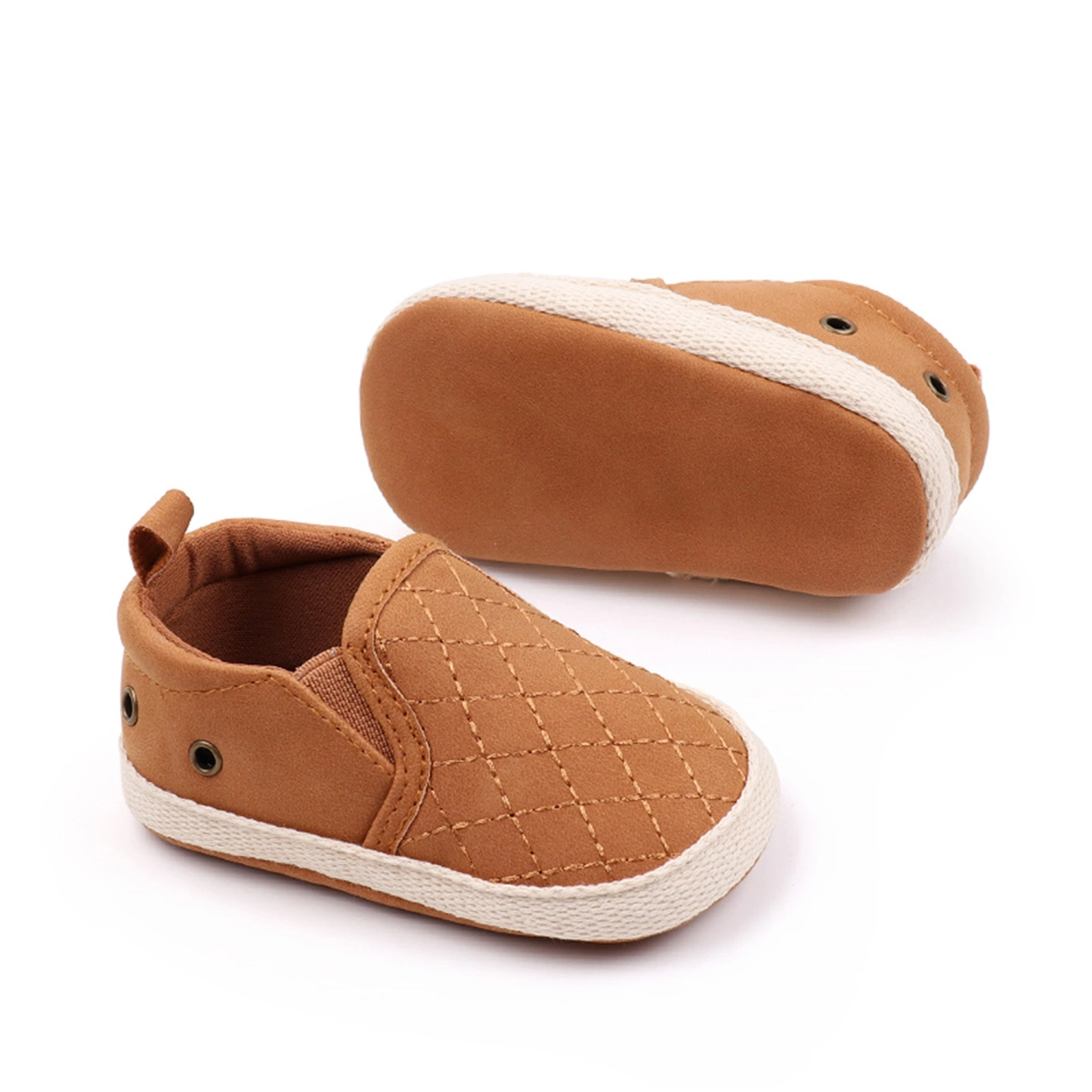 Baby First Walking Shoes Quilted Crib Shoes Soft Slip-on Sneakers