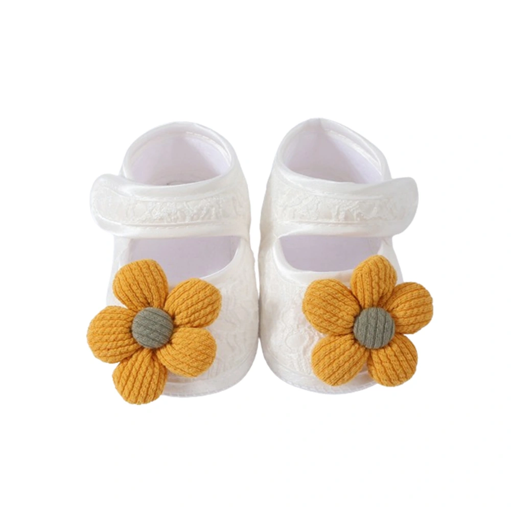 Baby Girl Cute Flats Shoes Flower Decor Non-Slip Soft Sole Crib Shoes