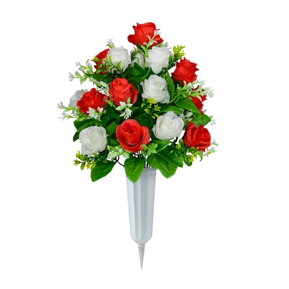 Artificial Cemetery Flowers Memorial Flowers Bouquets with Vase