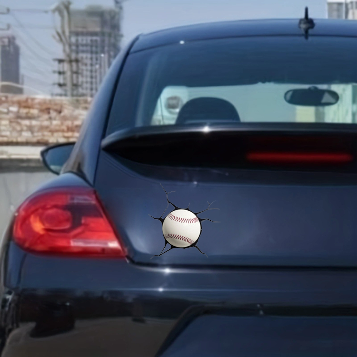 Car Baseball Stickers Broken Glass Prank Stickers Self Adhesive