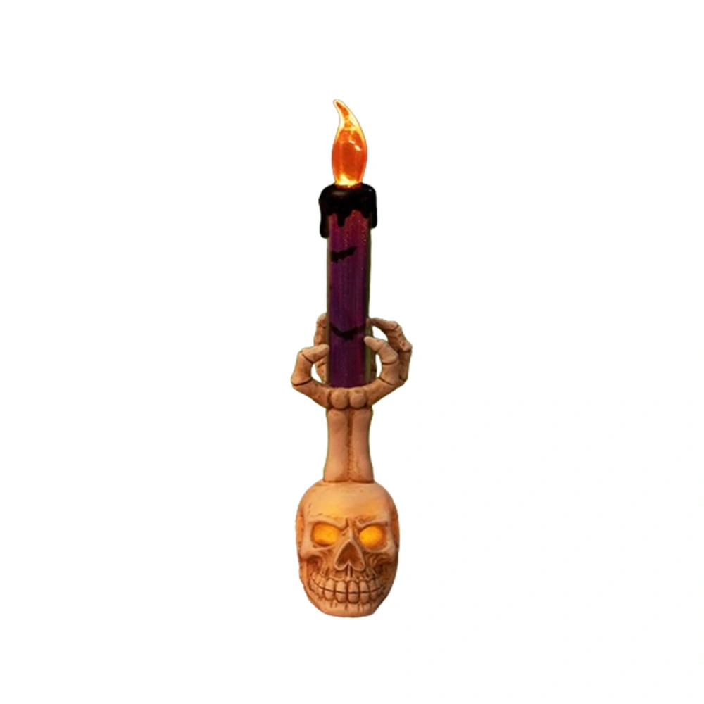 Halloween Skull Candle Lights Candlestick with Flameless LED Candles