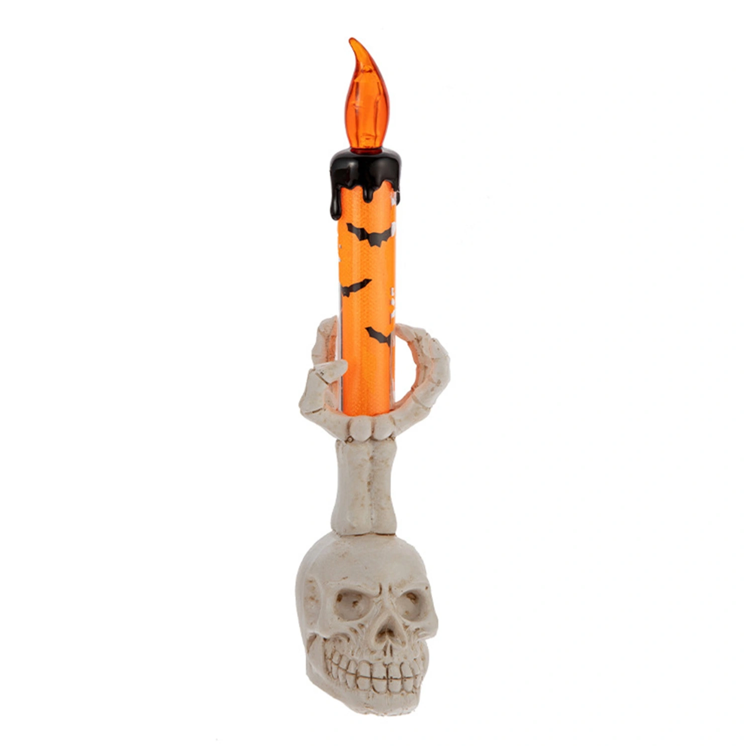 Halloween Skull Candle Lights Candlestick with Flameless LED Candles