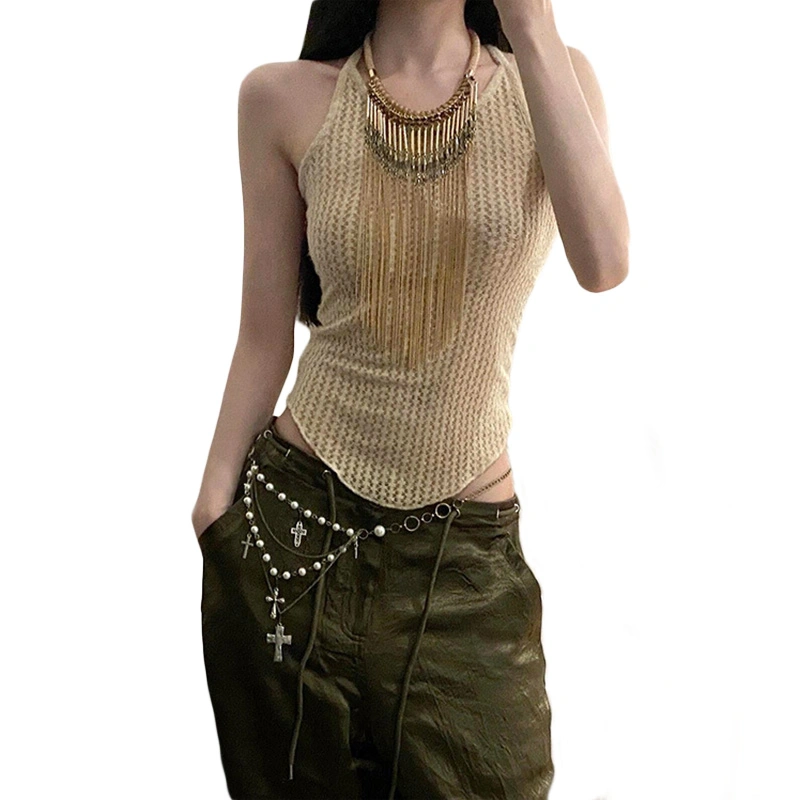 Women Knit Top, Sleeveless Hollowed Solid Slim Summer Sheer Camisole