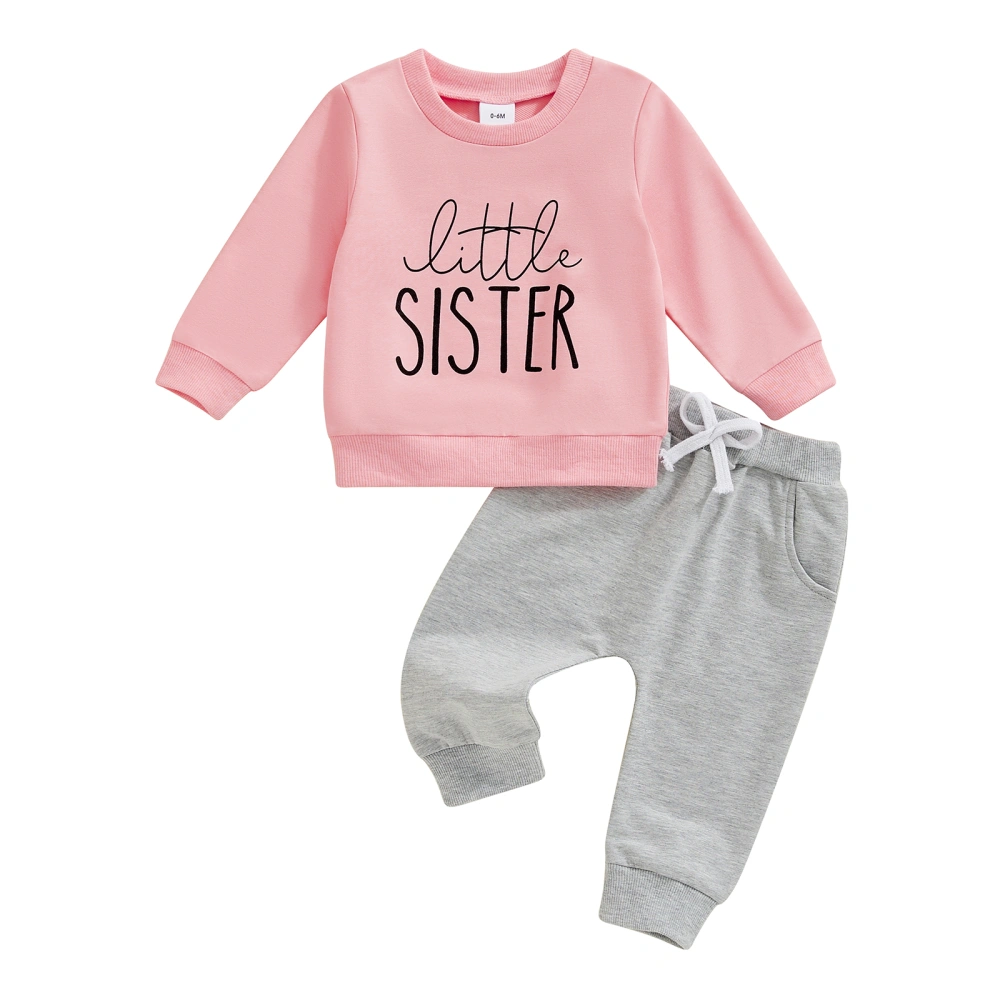 Baby and Sister Matching Outfits, Letter Print Sweatshirt Pants