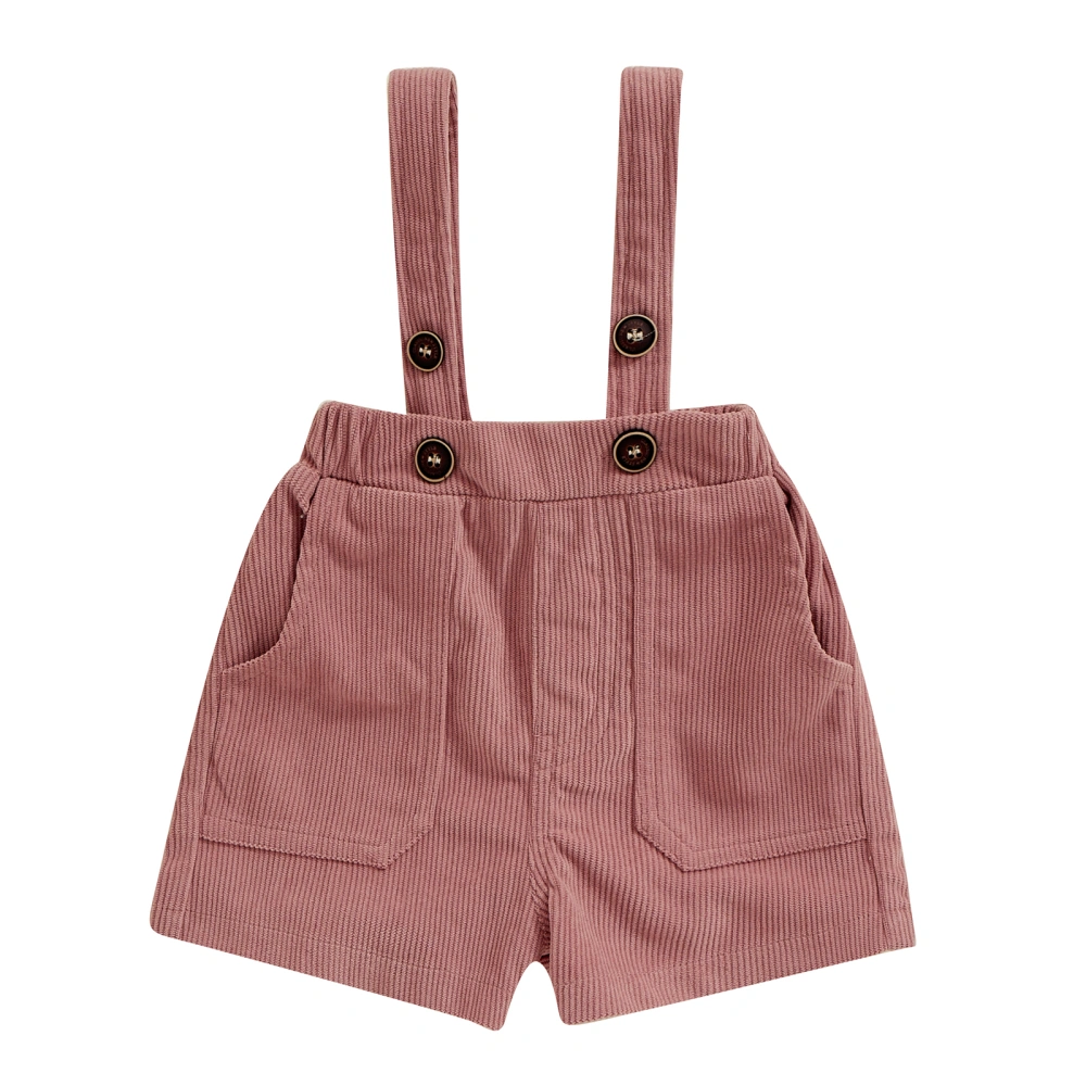 Boy Girl Suspender Shorts Solid Color Corduroy Shorts Overalls