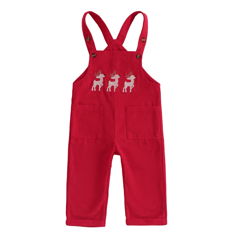 Christmas Toddler Girls Boys Overalls Embroidered Jumpsuit Romper