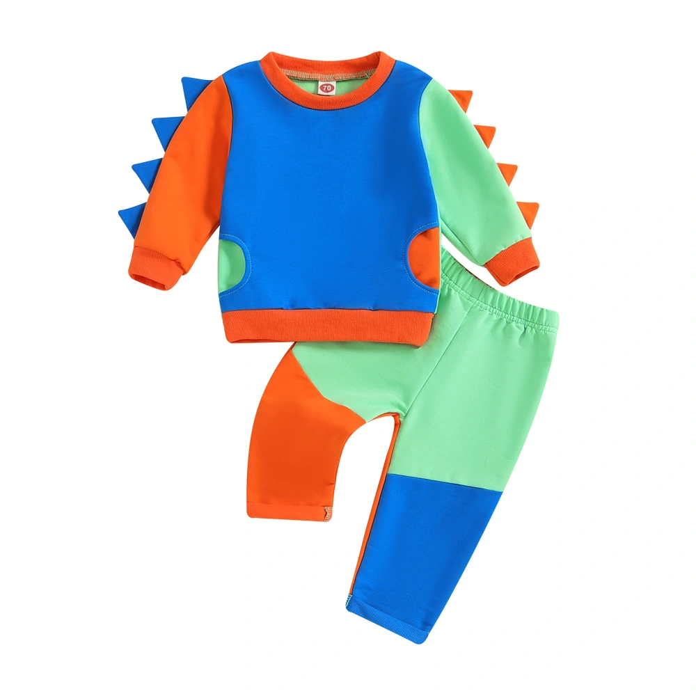 Toddler Contrast Color Pant Set Dinosaur Sweatshirt Long Pant