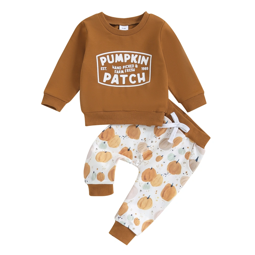 Baby 2Pcs Halloween Outfits Letter Pullover Tops + Pumpkin Pants