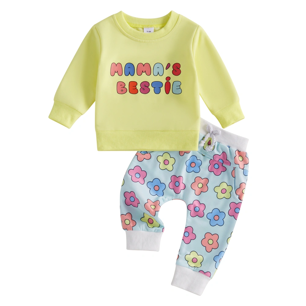 Toddler Girl Fall Outfits Letter Print Sweatshirts and Long Pants