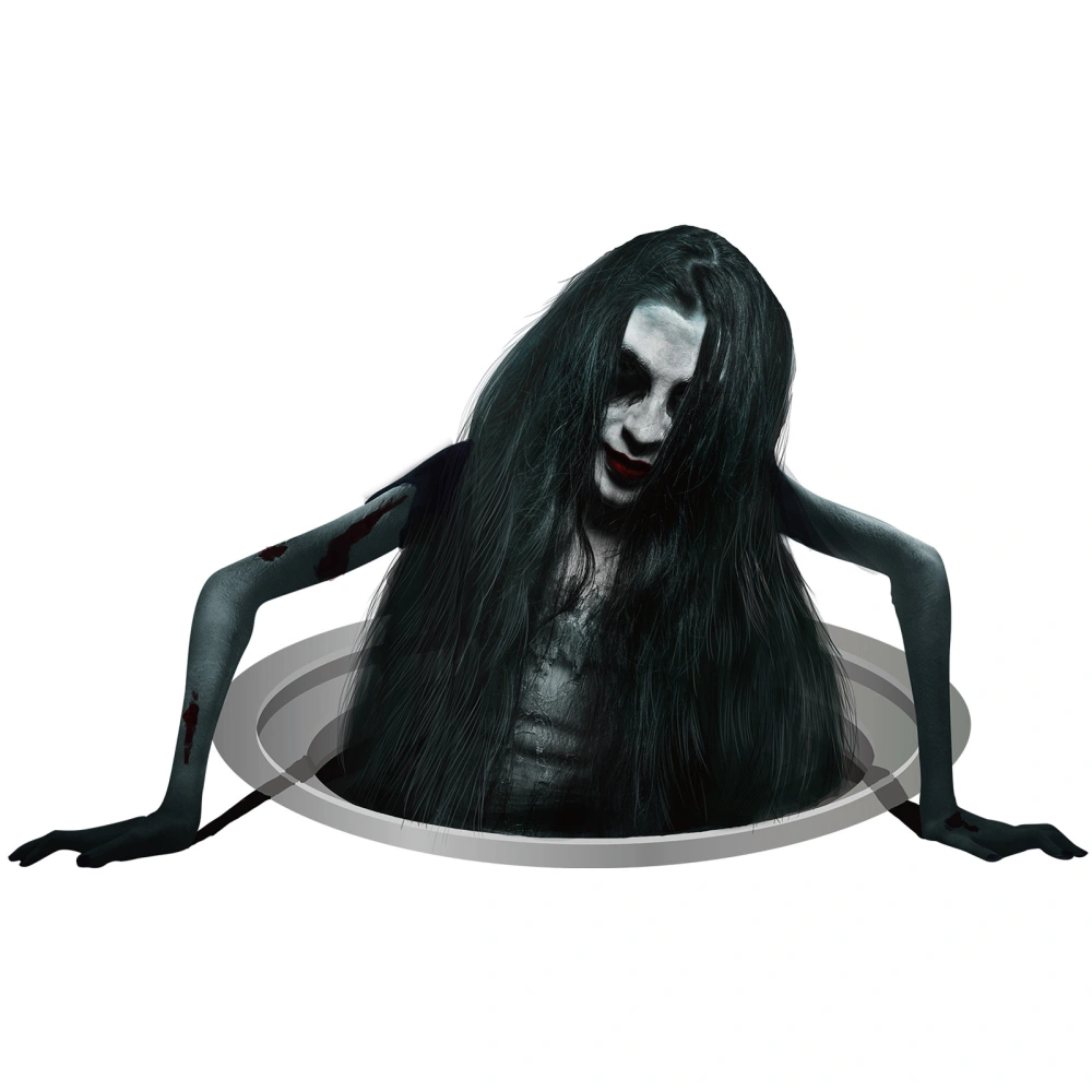 3D Halloween Floor Decal Long-hair Women Wall Stickers for Living Room