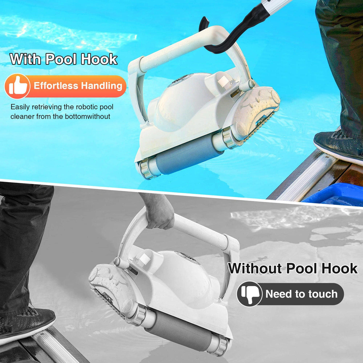 Pool Hook for Robotic Pool Cleaner, Attaches to Telescopic Poles