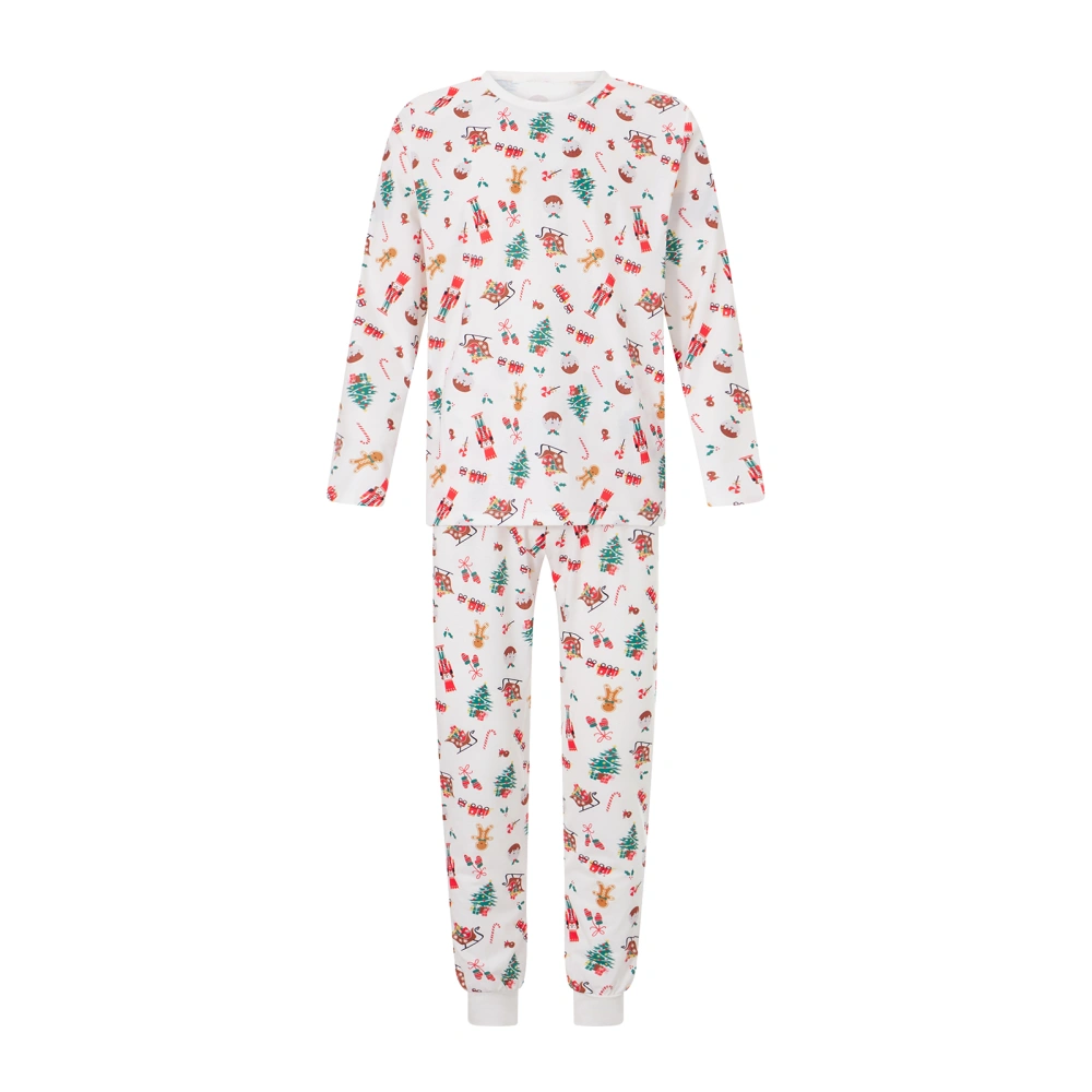 Christmas Pajamas for Family Long Sleeve Cartoon Print Tops + Pants