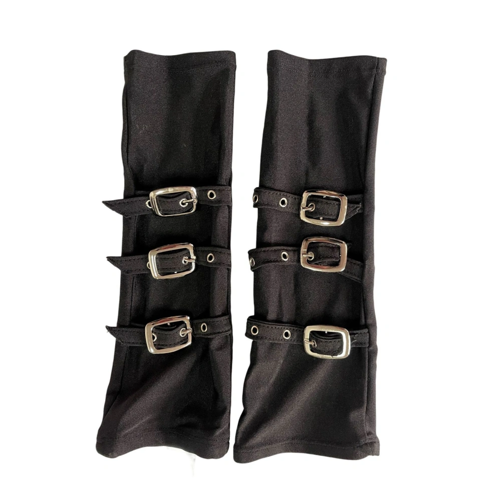 Women Men Arm Warmers Gothic Arm Sleeves with Buckles Thumb Hole