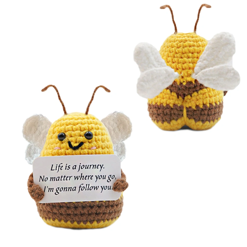 Funny Positive Doll, Cute Crochet Bee Doll with Positive Card