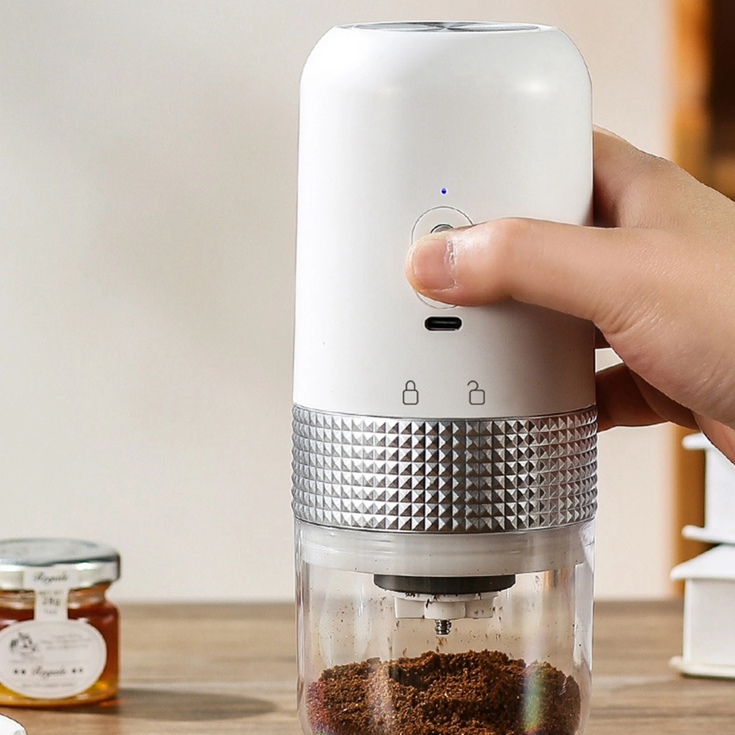 Electric Coffee Grinder, Cordless Rechargeable Portable Bean Grinder