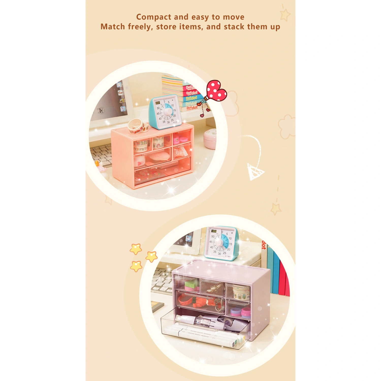 Desktop Storage Drawers Desk Organizer with Drawers for Jewelry
