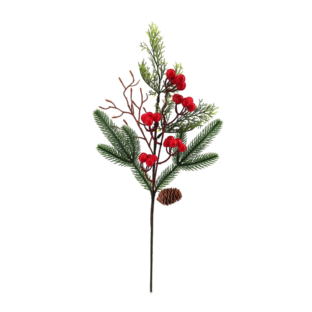 Christmas Pine Stems Artificial Picks Branches with Red Berry for Home