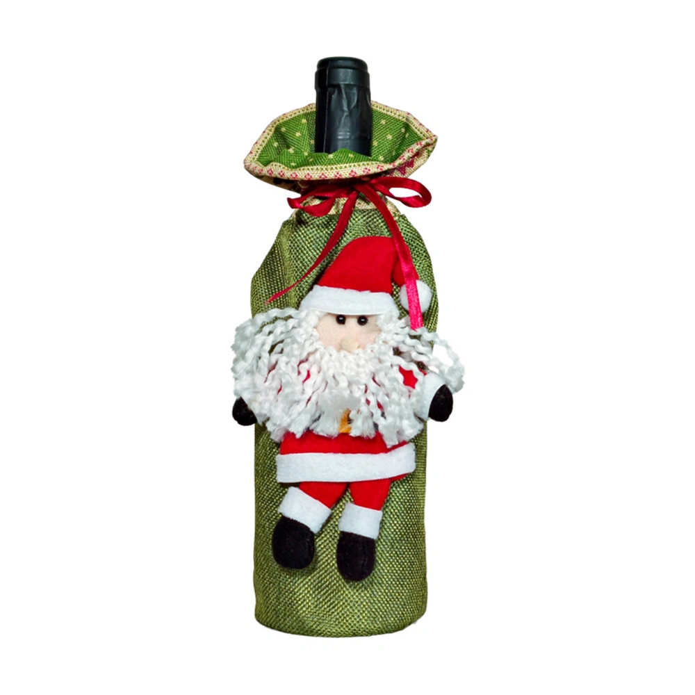 Christmas Wine Bottle Cover, Cute Santa Claus Dinner Table Decor