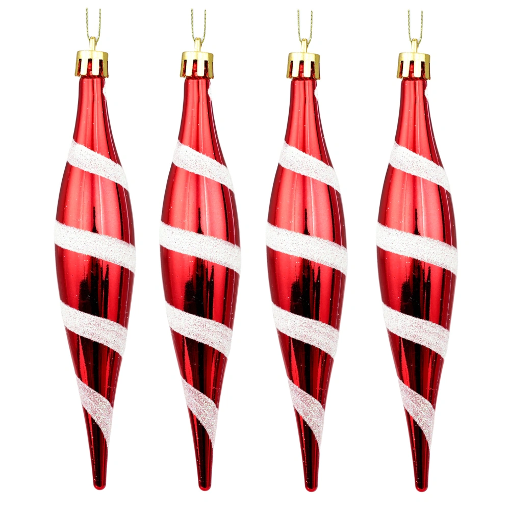 4Pcs Christmas Tree Ornaments Spiral Spike Shape Hanging Pendant 