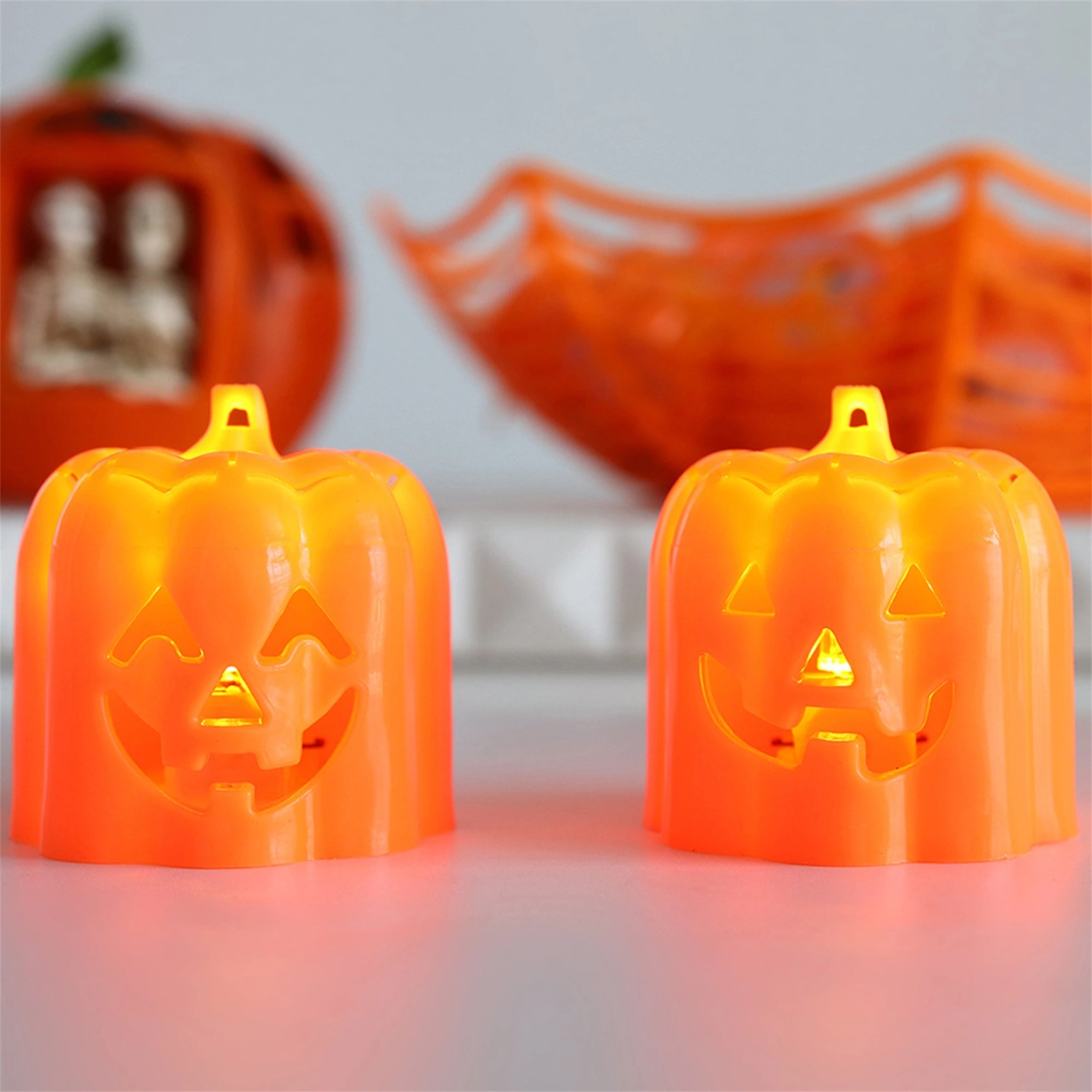 Pumpkin Candle Light, Flameless Desktop Lamp Halloween Decor