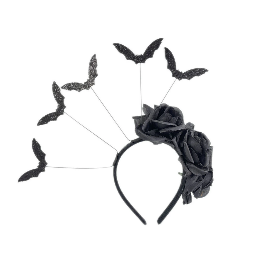 Women Halloween Bat Headband Gothic Flower Styling Hair Hoop