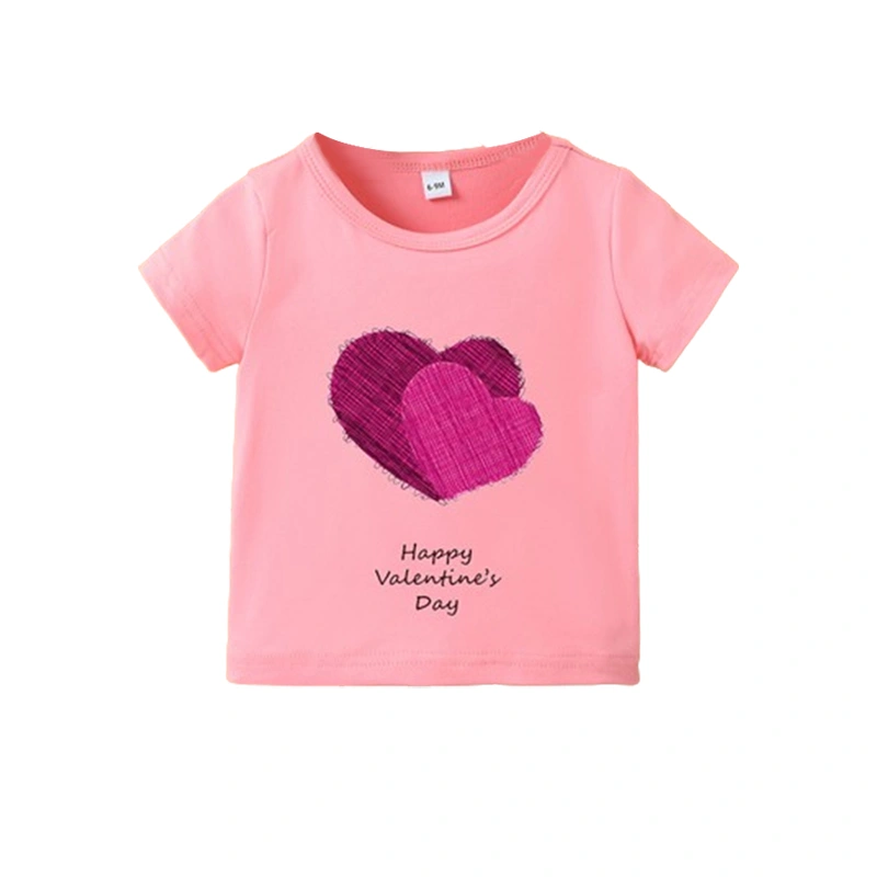 Baby Girls Valentine's Day T Shirts Short Sleeve Heart Print Tops