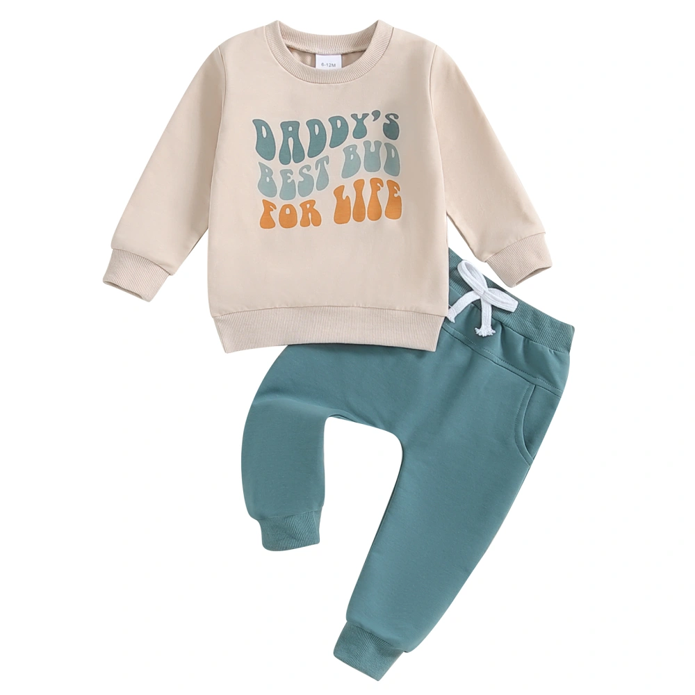 Baby Boy Girl Fall Outfit, Letter Print Sweatshirt Elastic Waist Pants