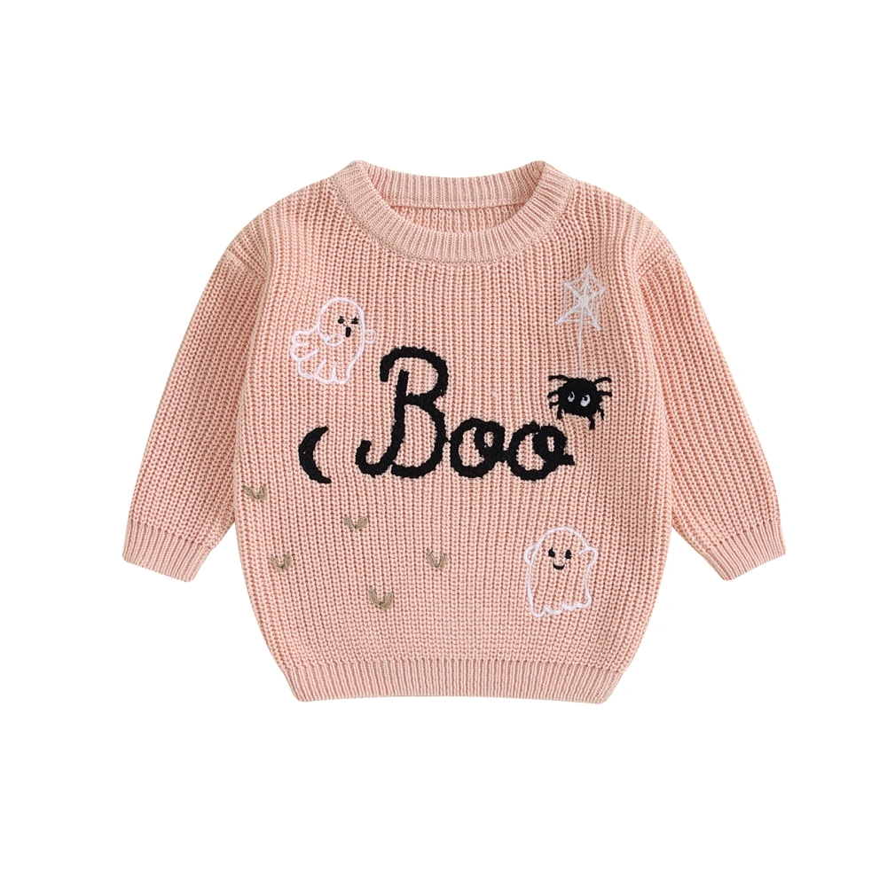 Halloween Baby Girl Sweater, Long Sleeve Letters Ghostr Warm Pullover