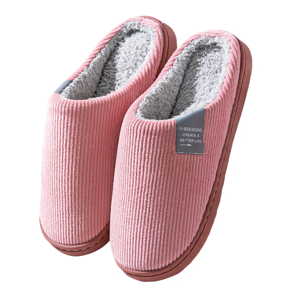 Women Men Winter Slippers Embroidery Letters Non-slip House Shoes