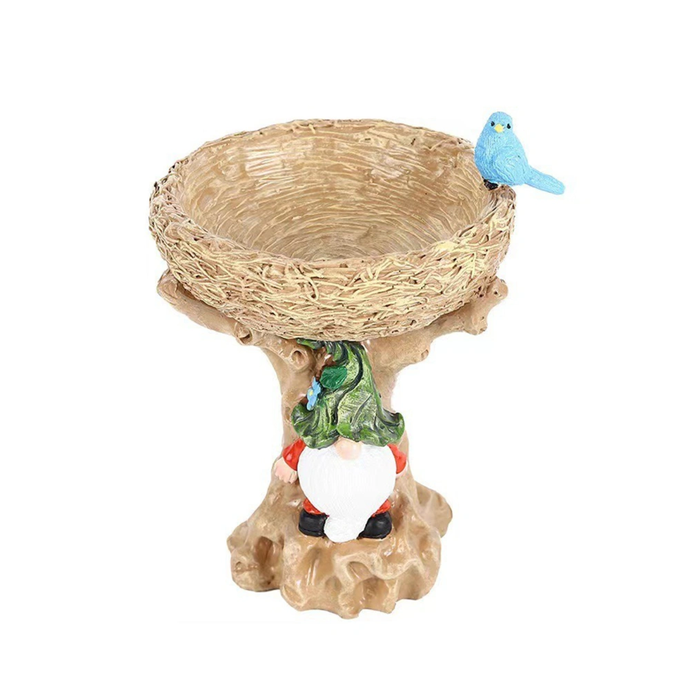 Garden Gnome Statue with Bird Bath, Resin Birdbath Bowl Feeder