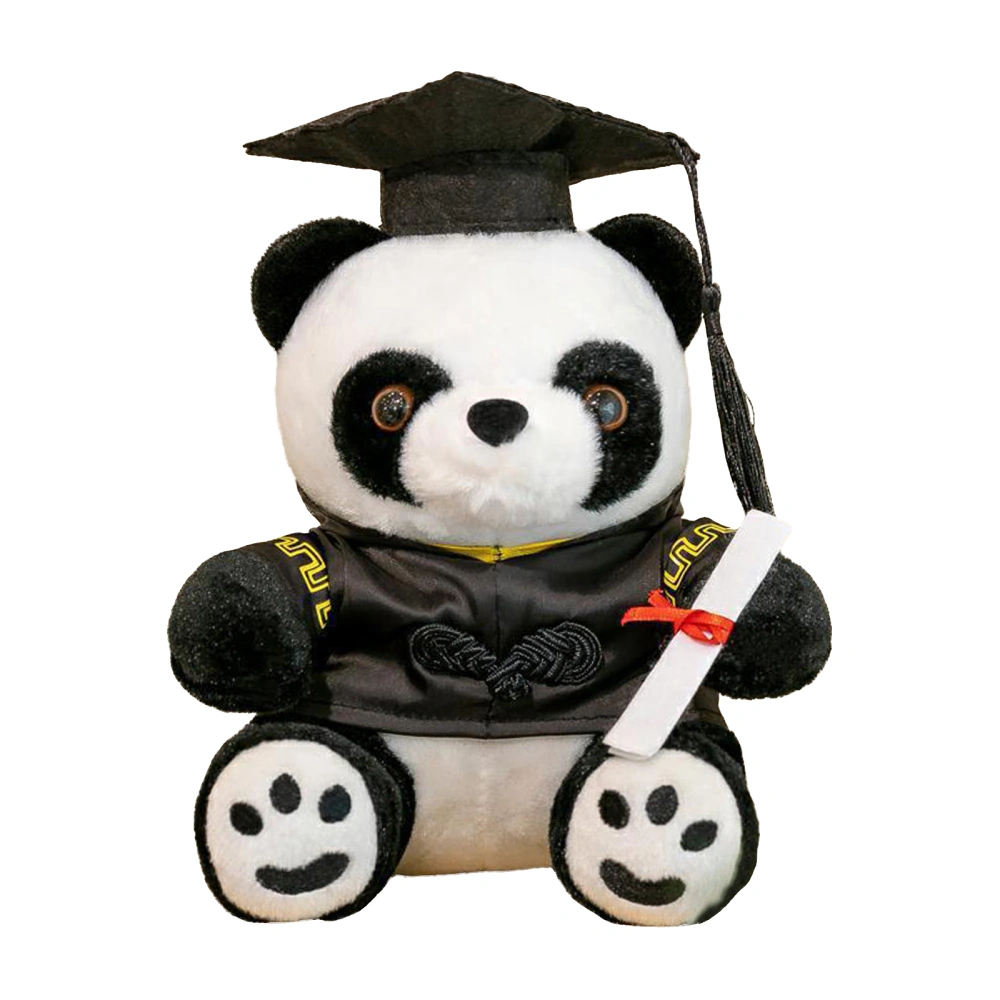 Plush Graduation Panda Doll with Black Cap for High School or College