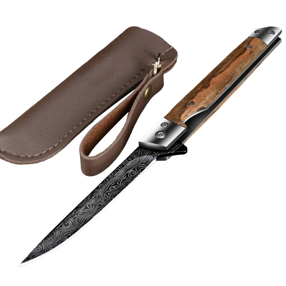 Camping Knife with Leather Sheath Bushcraft Knife Folding Knife