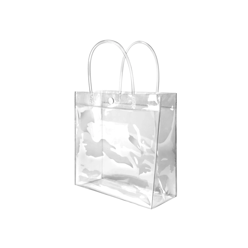 Clear Plastic Present Bags with Hand Grips, Small Plastic PVC Tote Bag