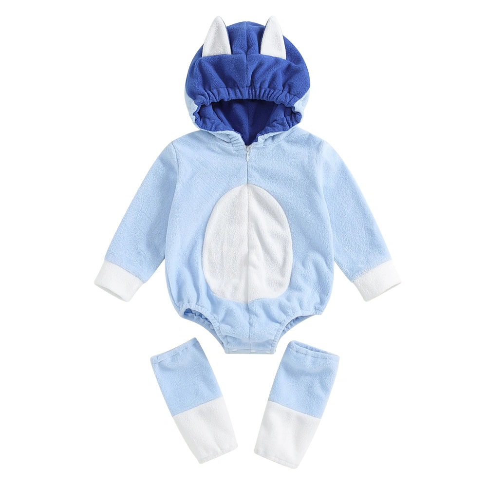 Baby Animal Fleece Romper Hood Long Sleeve ZipperJumpsuit Foot Covers