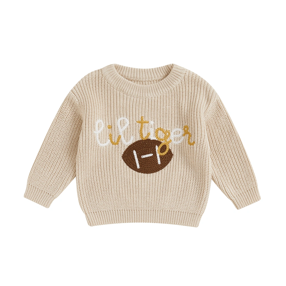 Toddler Sweater Letter Football Embroidery Long Sleeve Pullovers 