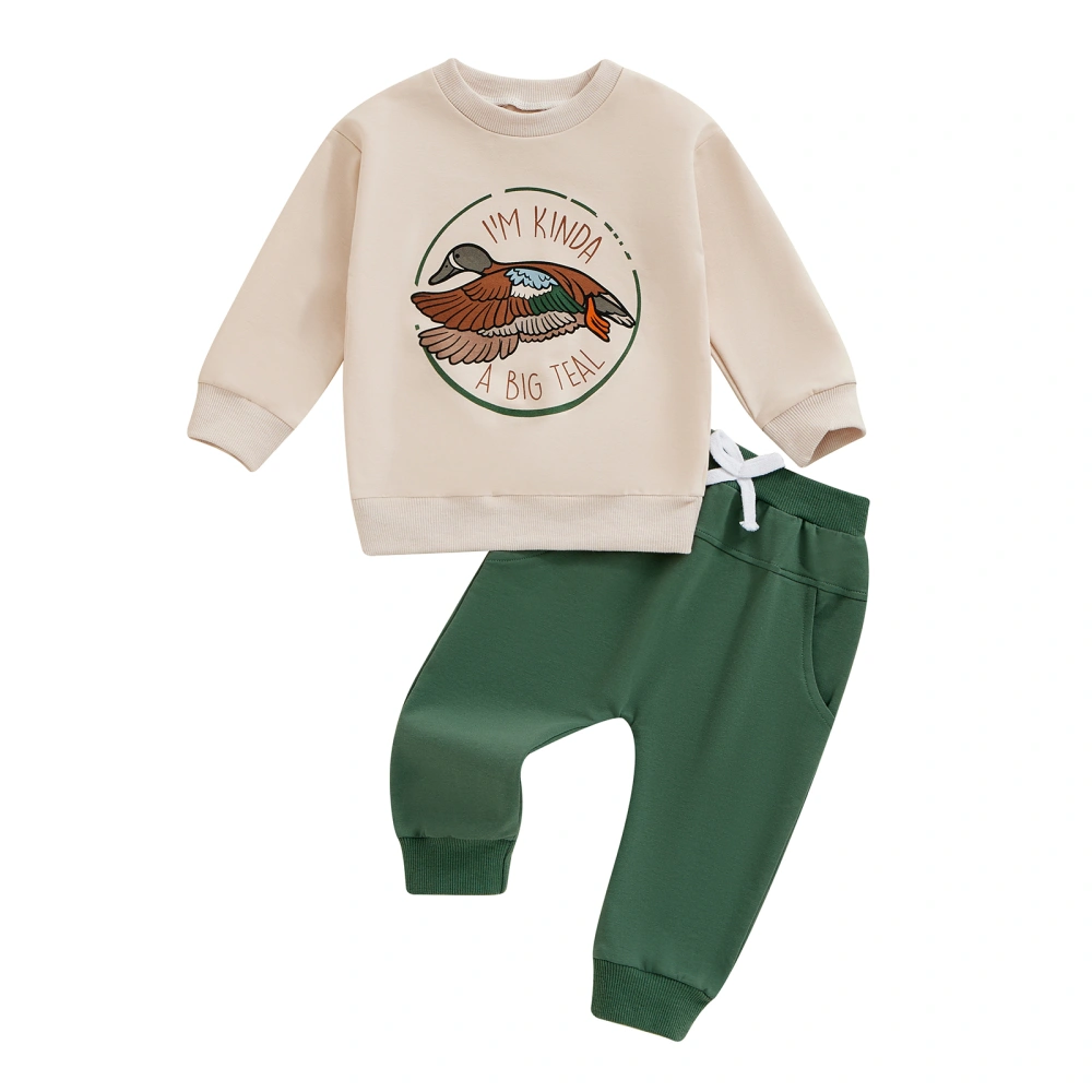 Baby Boy Fall Outfit Duck Print Long Sleeve Sweatshirt and Pants