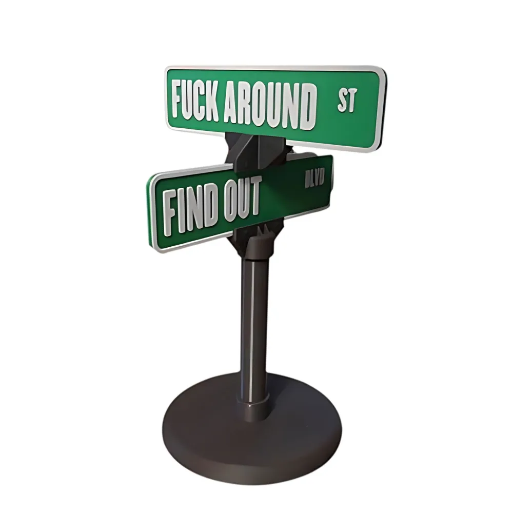 Street Sign Desk Ornament, Funny Fuck around and Find out Road Sign