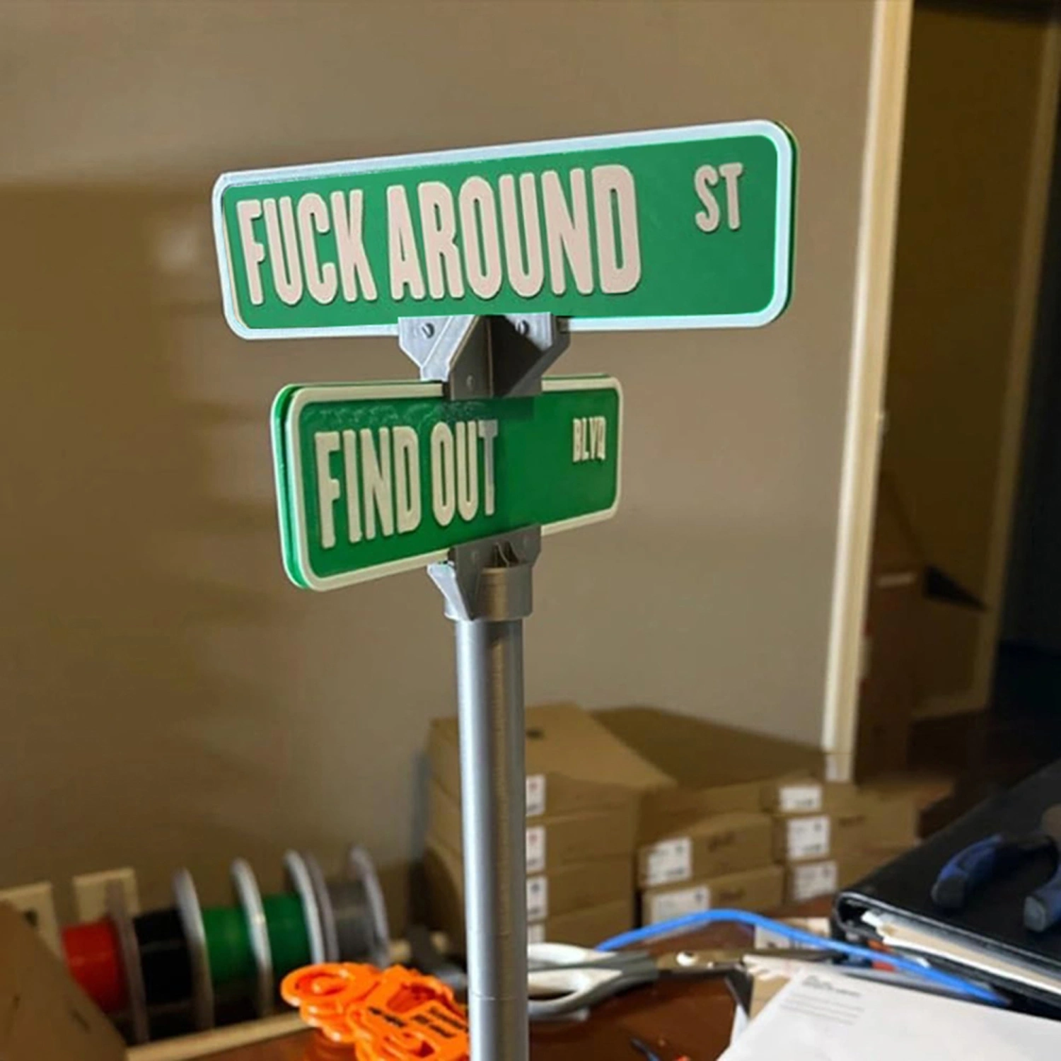 Street Sign Desk Ornament, Funny Fuck around and Find out Road Sign