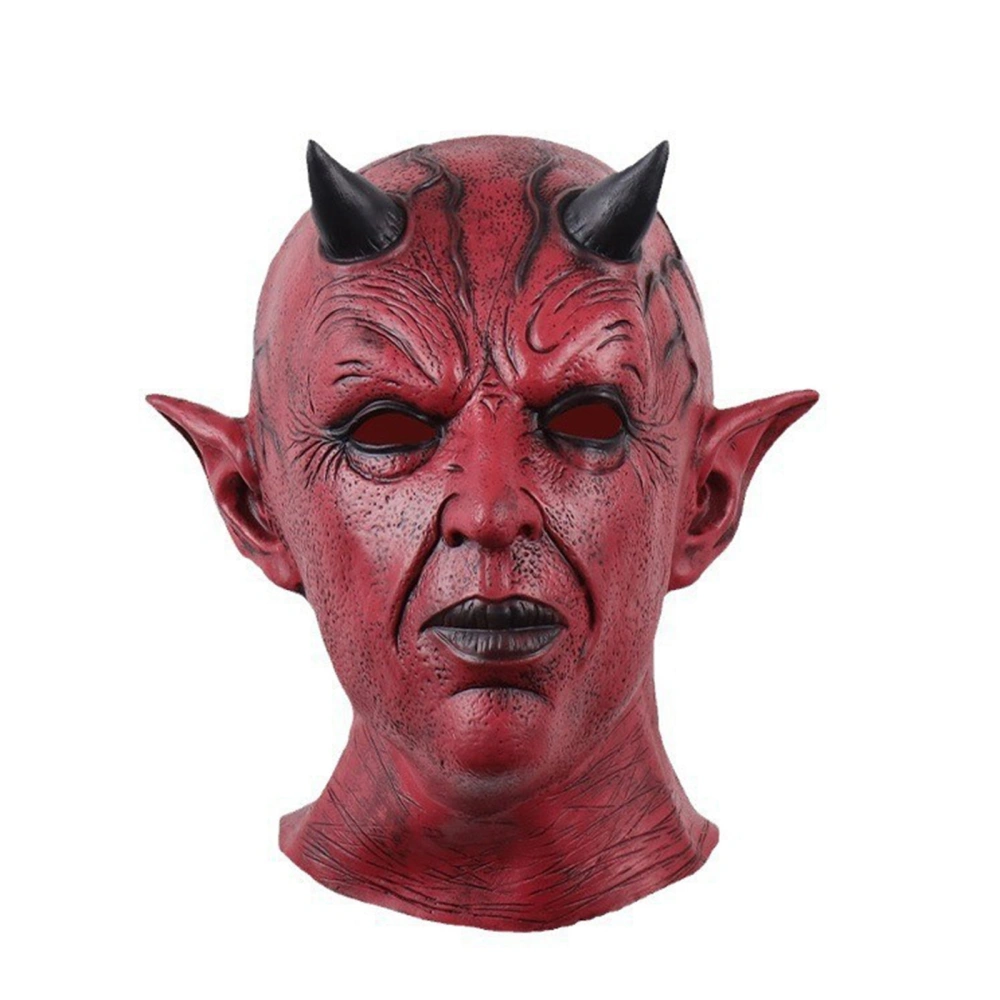 Devil Facewear, Flexible Latex Scary Halloween Headwear with Horns