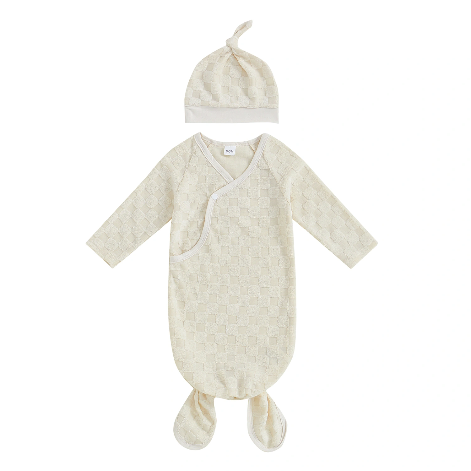 Baby Sleeping Bag with Hat, Newborn Knotted Gown Infant Swaddle