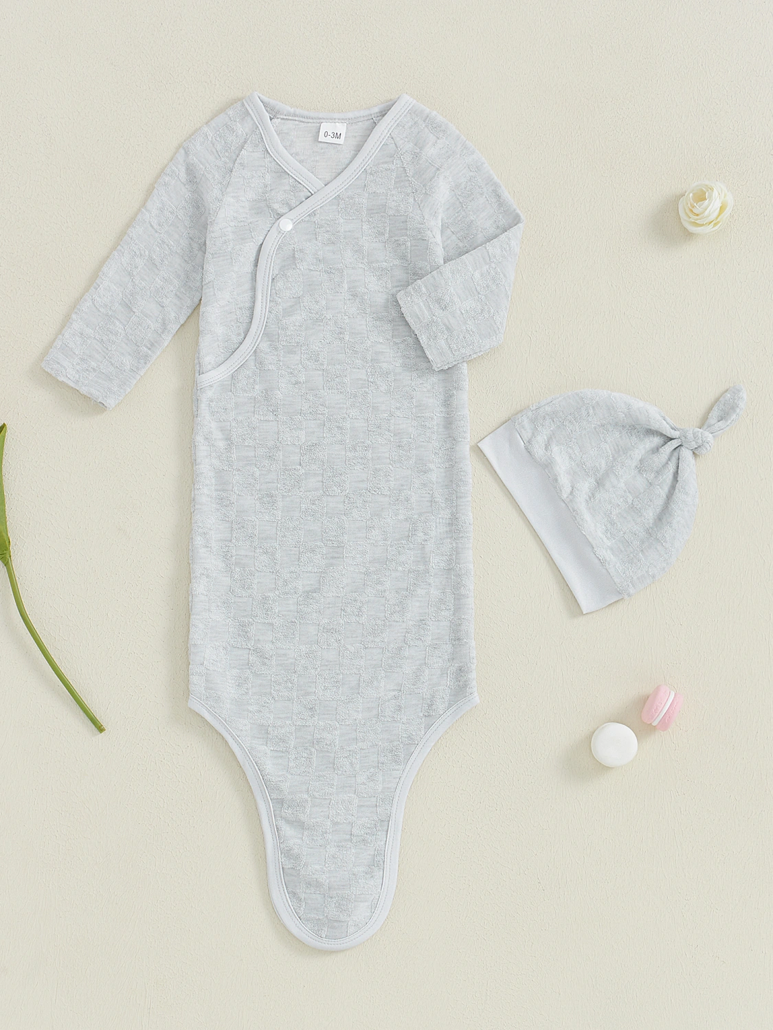 Baby Sleeping Bag with Hat, Newborn Knotted Gown Infant Swaddle
