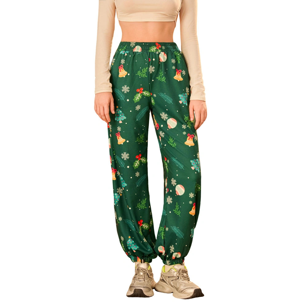 Women's Christmas Jogger Pants Elastic High Waisted Loose Sweatpants