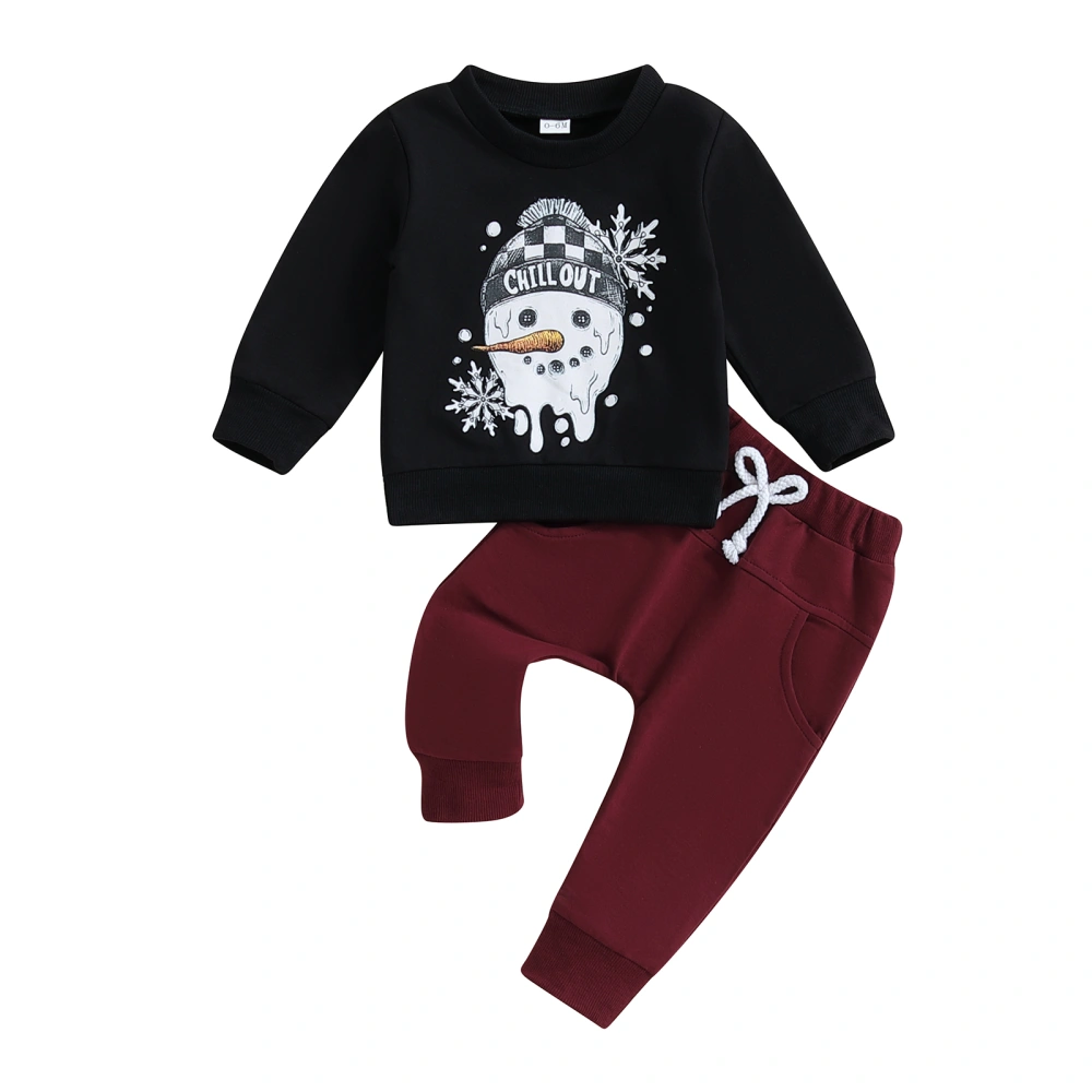 Toddler Christmas Sets Snowman Long Sleeve Sweatshirt Long Pants Outfit