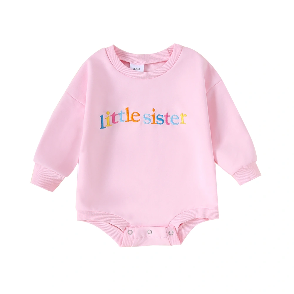 Baby Girls Sweatshirt Romper Letter Embroidery Long Sleeve Jumpsuits