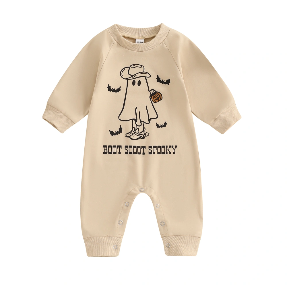 Baby Boy Girl Halloween Romper Printed Long Sleeve Jumpsuit