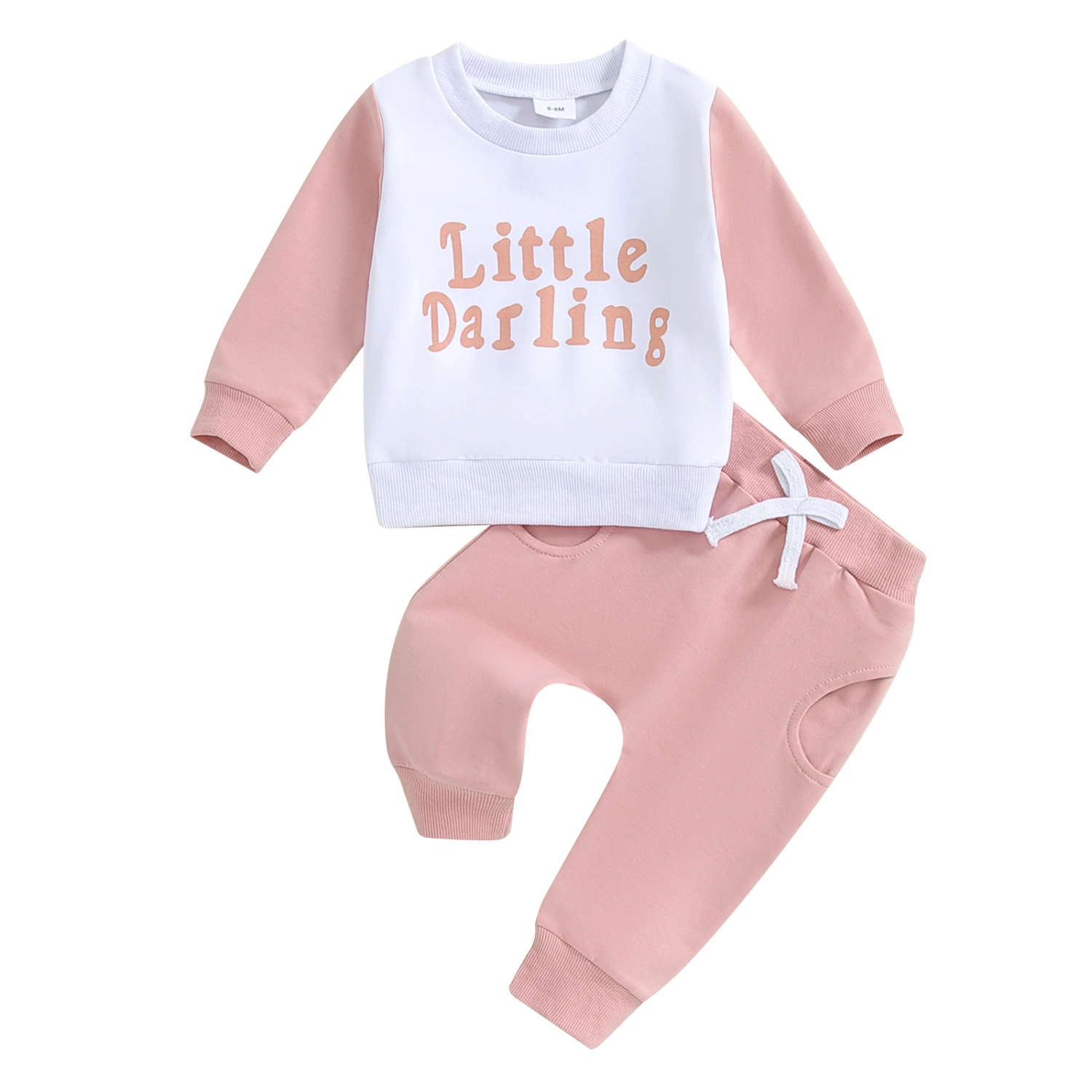 Baby Girl Fall Outfit, Letter Contrast Sweatshirt Elastic Waist Pants